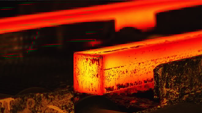 red hot steel bar
